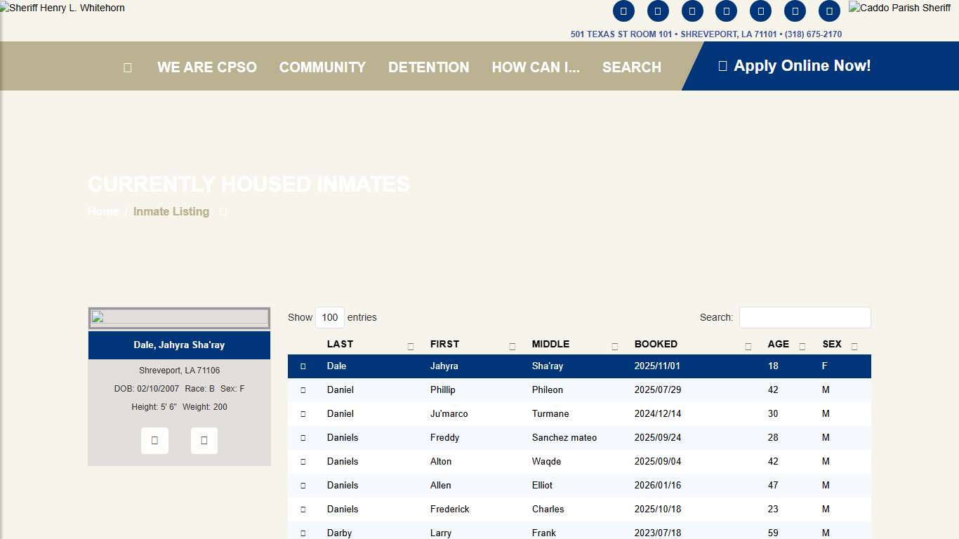 Caddo Correctional Center Inmates