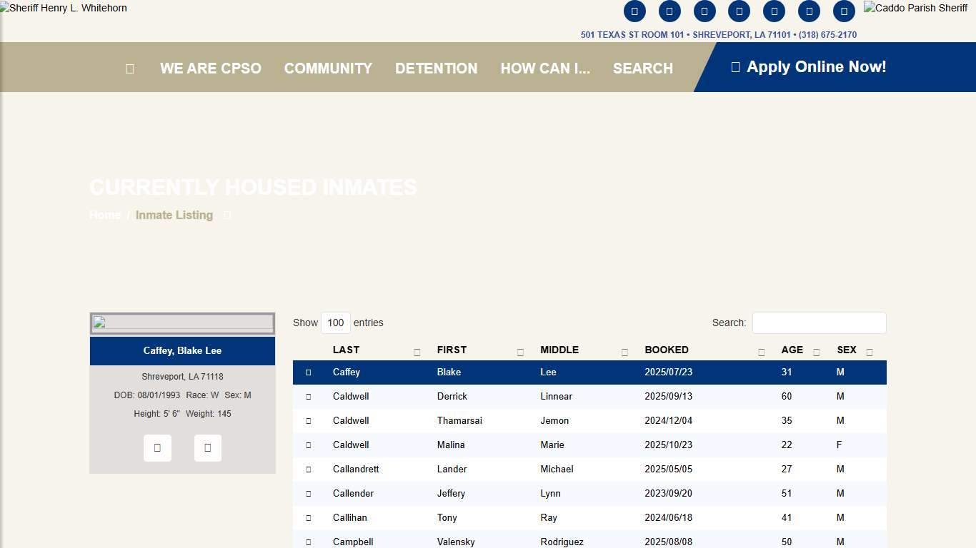 Caddo Correctional Center Inmates